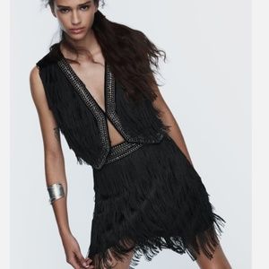 COPY - FRINGED RHINESTONE VELVET VEST
